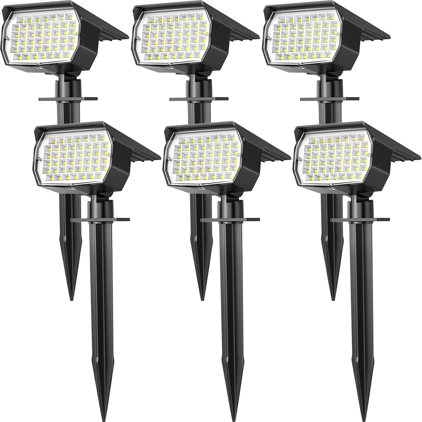 Solar Spot Lights Outdoor Waterproof IP65, 6 Pack Landscape Spotlights with 46 LEDs, 3 Modes Auto