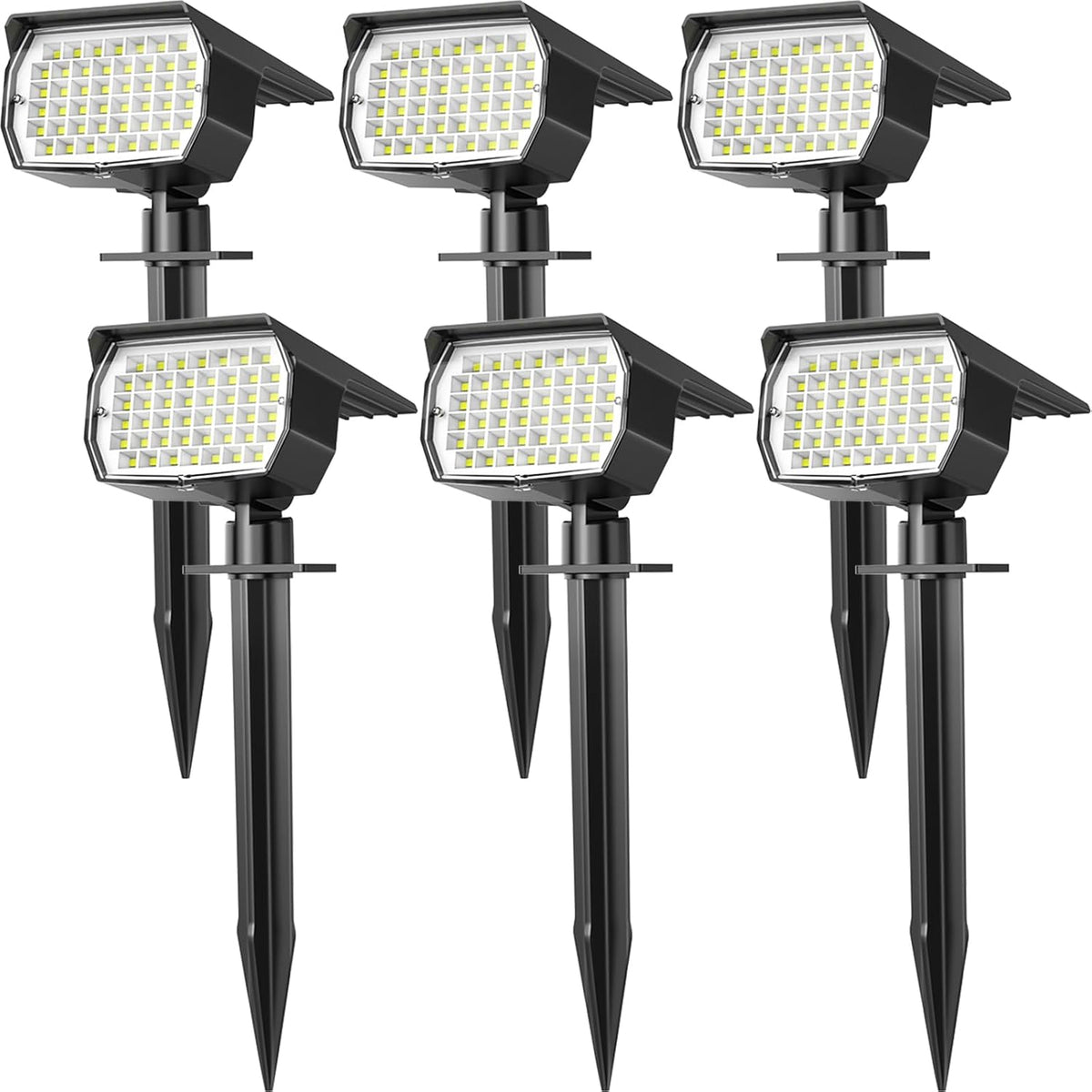 Solar Spot Lights Outdoor Waterproof IP65, 6 Pack Landscape Spotlights with 46 LEDs, 3 Modes Auto