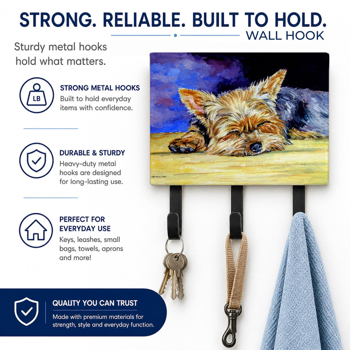 Caroline's Treasures 7357TH68 Yorkie Taking a Nap Leash or Key Holder, Wall Hooks, Key Hooks