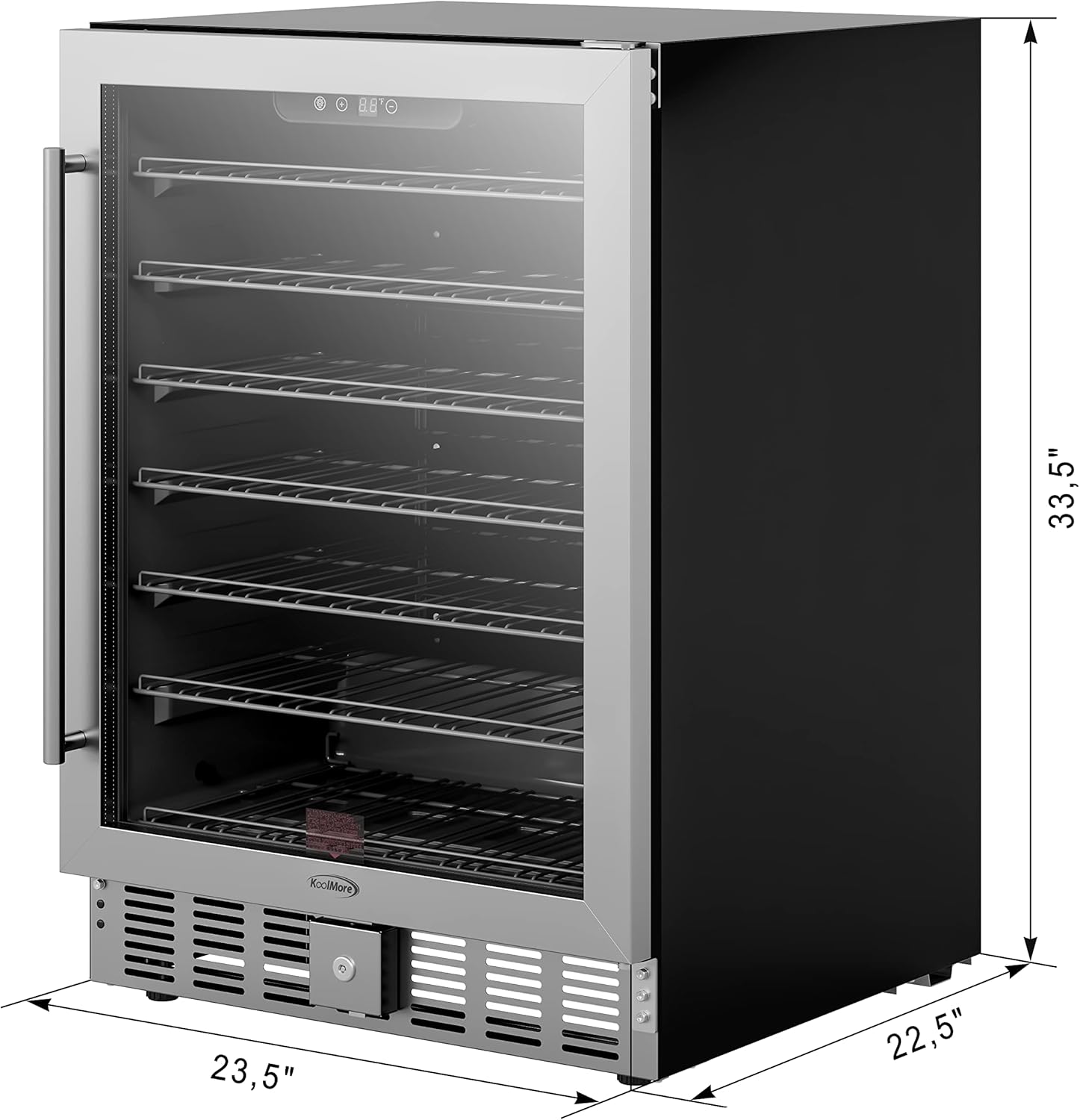 KoolMore 23.4??Inches Small Built-In Glass Door Refrigerator and Beverage Cooler for Soda Cans, 6