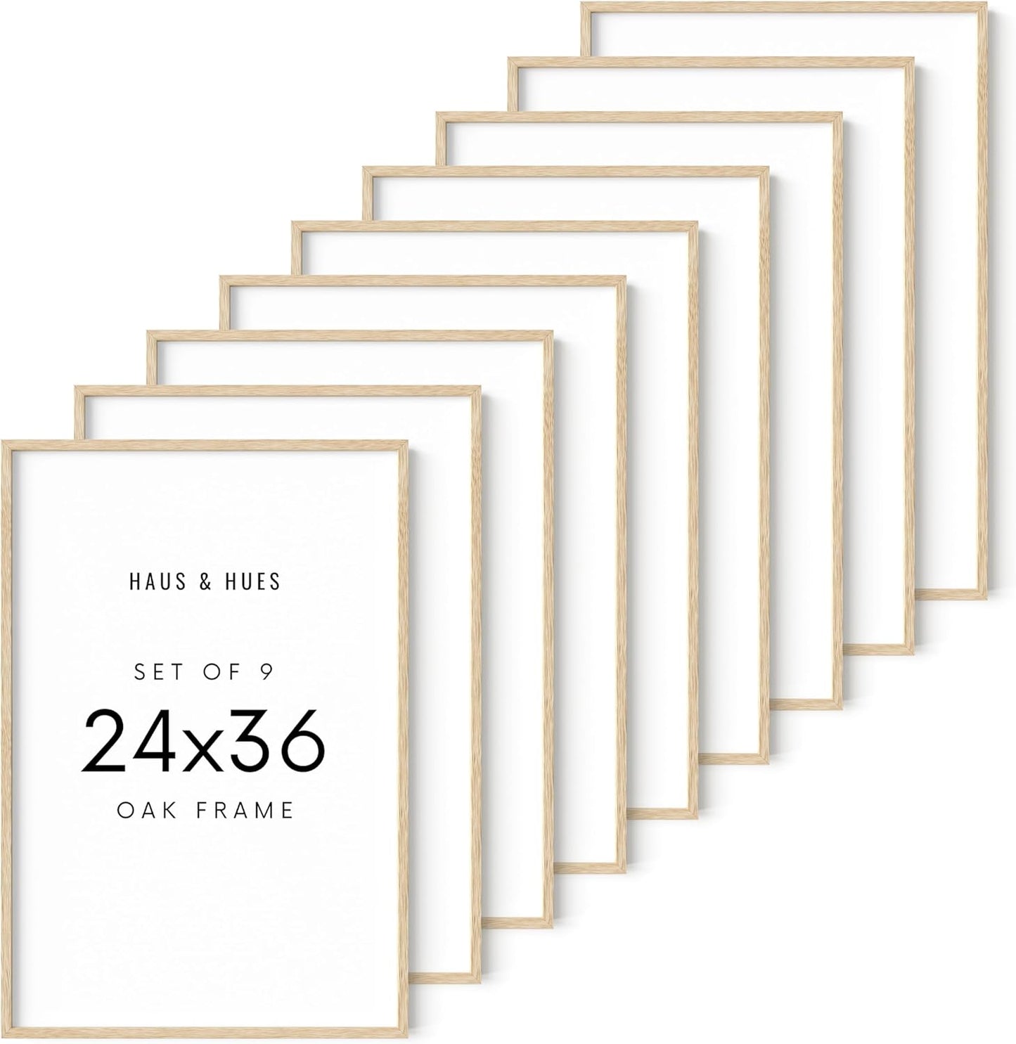 HAUS AND HUES Square Picture Frames 24 x 36 Set of 9 - Photo Gallery Wall Frame Set, Wood 24x36