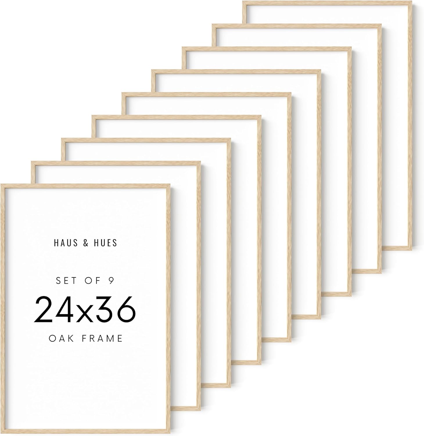HAUS AND HUES Square Picture Frames 24 x 36 Set of 9 - Photo Gallery Wall Frame Set, Wood 24x36