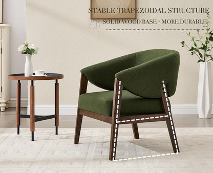 Mid-Century Modern Accent Chair, Comfy Barrel Armchair with Wide Seat, Upholstered Lounge Chair
