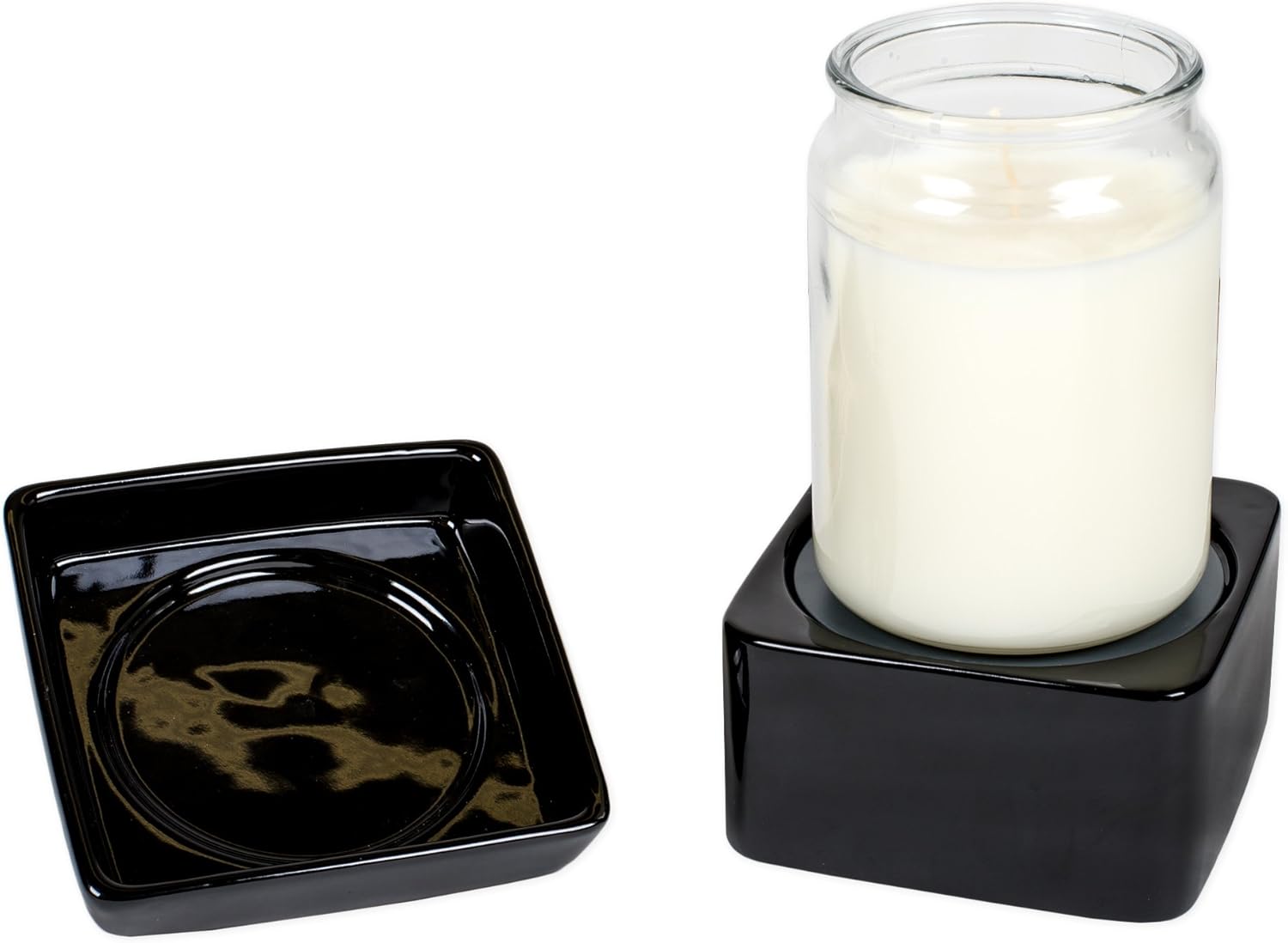 Elanze Designs Black Candle Warmer Black Stoneware Electric 2-in-1 Jar Candle and Wax Tart Oil
