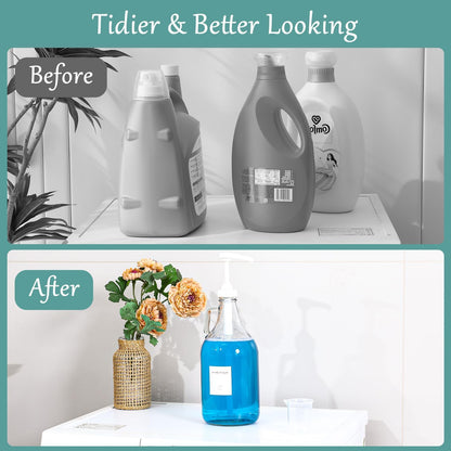 Glass Laundry Detergent Dispenser with Pump, 64OZ Liquid Laundry Soap Dispenser, Fabric Softener
