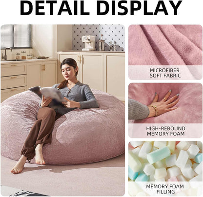 Bean Bag Chair 6Ft, Memory Foam Filled, Large Beanbag Chairs for Adults and Teens, Soft Sofa with
