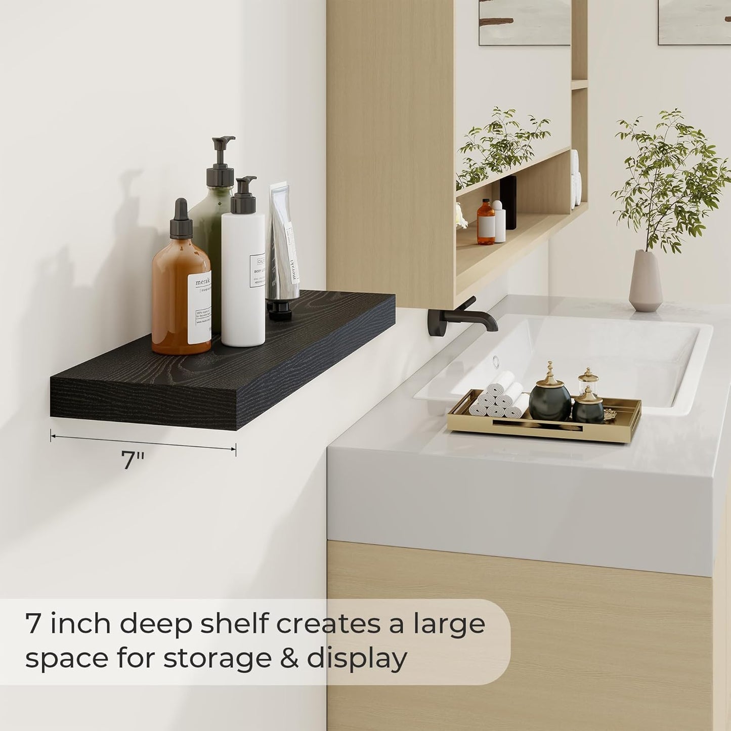 24 inch Floating Shelves Long Floating Shelves for Wall Large Wall Mounted Shelves with Invisible