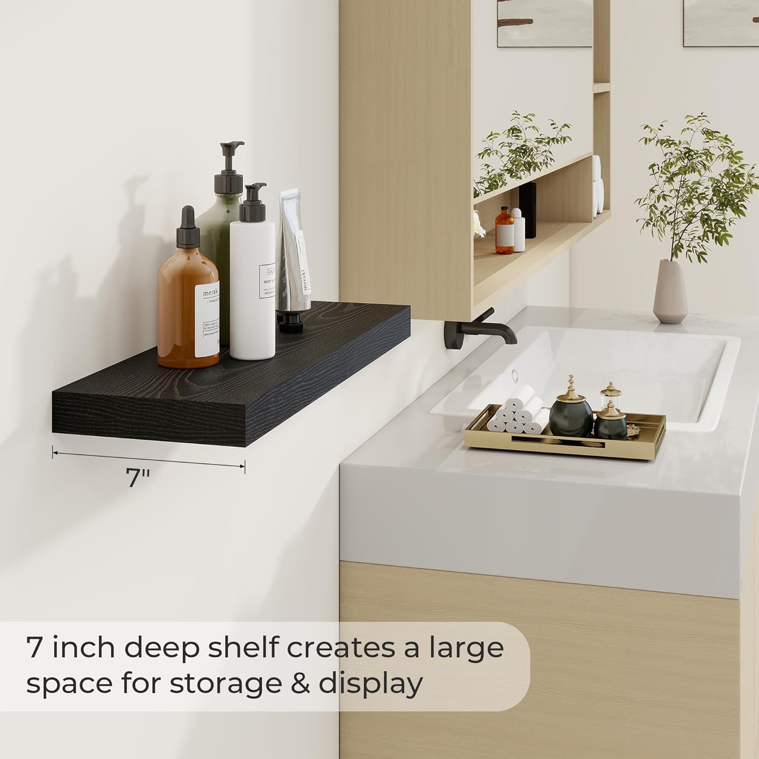 24 inch Floating Shelves Long Floating Shelves for Wall Large Wall Mounted Shelves with Invisible