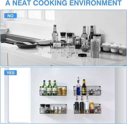 Spice Rack Wall Mount, Spice Organizer for Cabinet & Pantry Door, Set of 4 Hanging Spice Rack