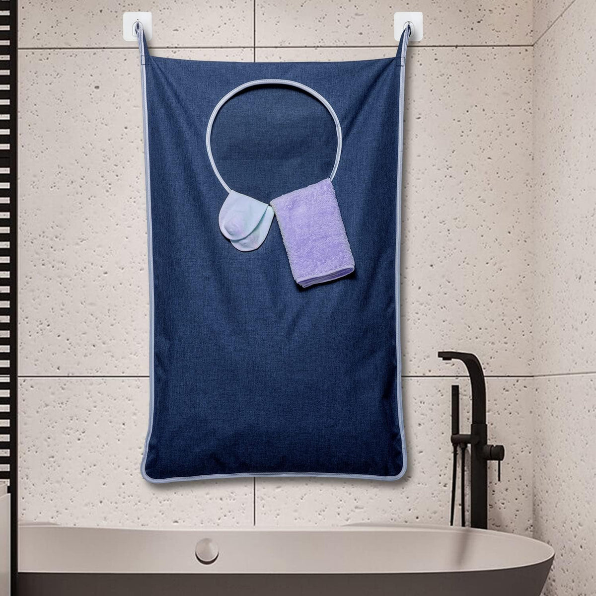 KEEPJOY XL Hanging Laundry Hamper Bag, Hanging Hamper with 2 Strong Hooks for Dirty clothes Door
