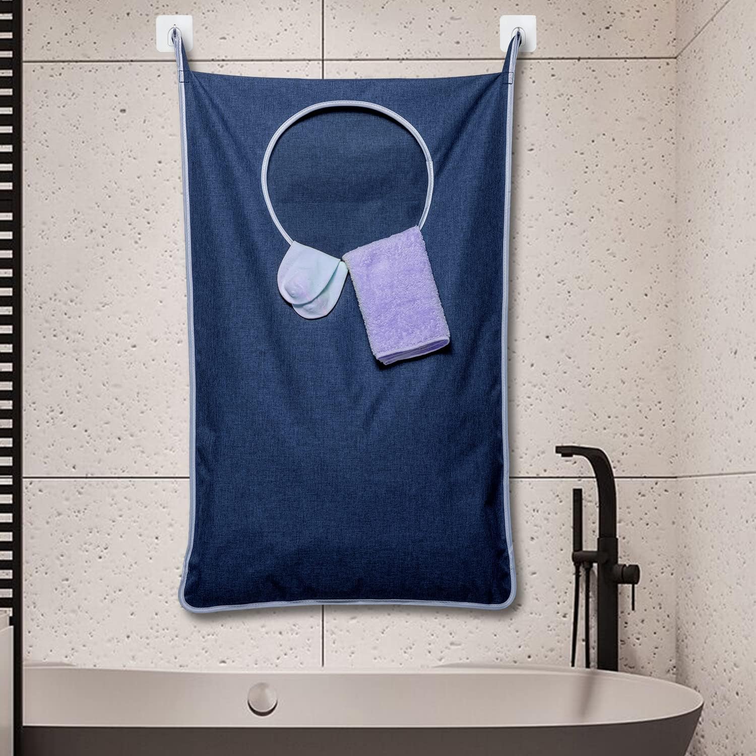 KEEPJOY XL Hanging Laundry Hamper Bag, Hanging Hamper with 2 Strong Hooks for Dirty clothes Door