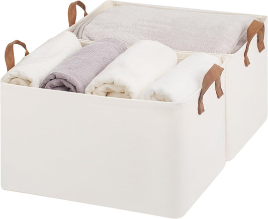 StorageWorks Storage Bins, Fabric Storage Bins for Shelves, Extra Large Storage Baskets with Metal