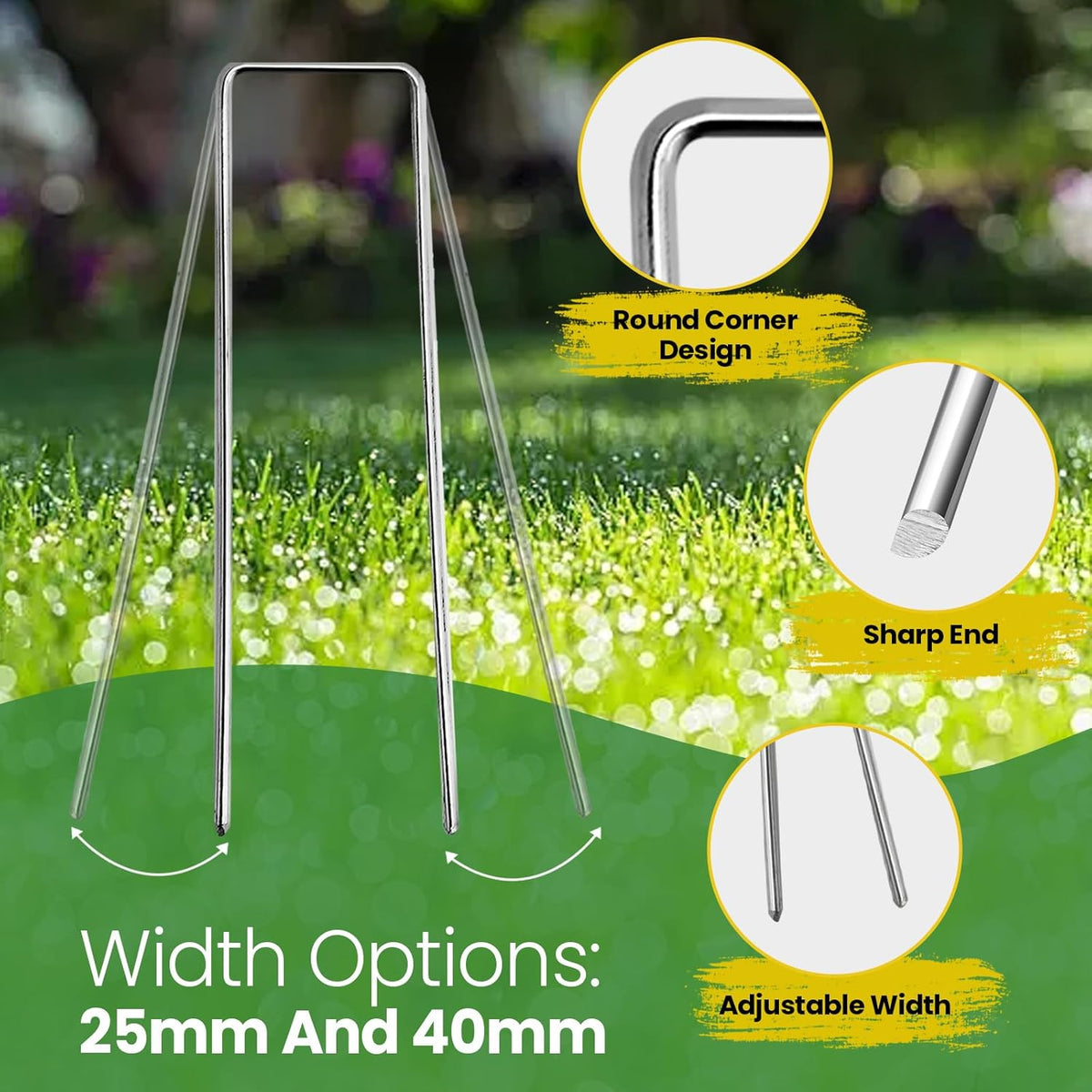 Landscape Staples 12 Inch 60 Pack, Garden Stakes Galvanized Garden Staples 11 Gauge, Plant Cover