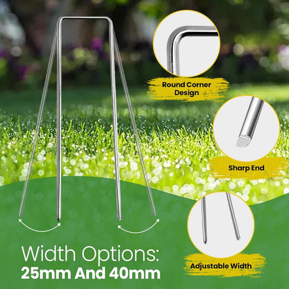 Landscape Staples 12 Inch 60 Pack, Garden Stakes Galvanized Garden Staples 11 Gauge, Plant Cover