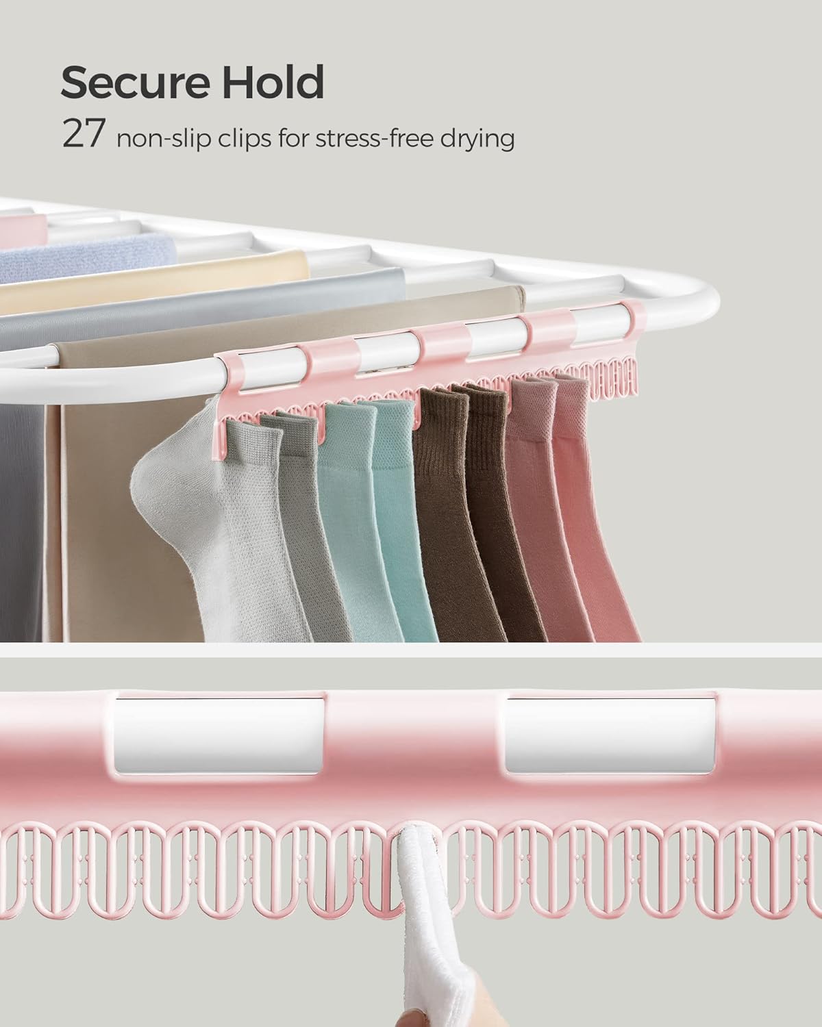 SONGMICS Clothes Drying Rack, Foldable 2-Level Laundry Drying Rack, Free-Standing Laundry Airer