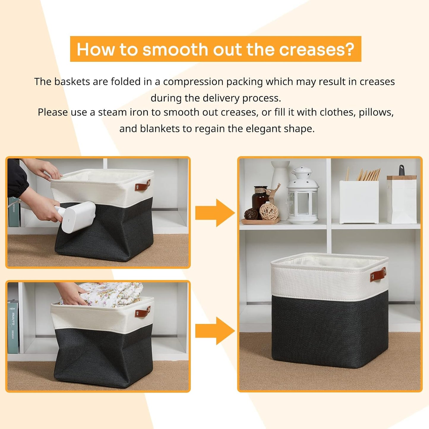 DULLEMELO Set Of 4 Cube Storage Bins, Fabric Storage Basket for Shelves Closet Nursery Toy Storage