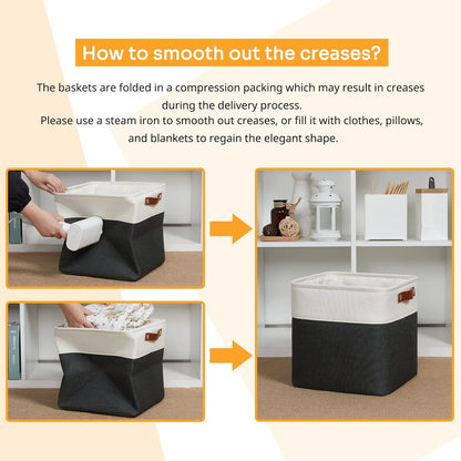 DULLEMELO Set Of 4 Cube Storage Bins, Fabric Storage Basket for Shelves Closet Nursery Toy Storage