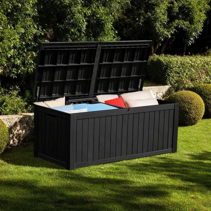 YITAHOME 150 Gallon Large Deck Box w/Divider, XL Waterproof Outdoor Storage for Patio