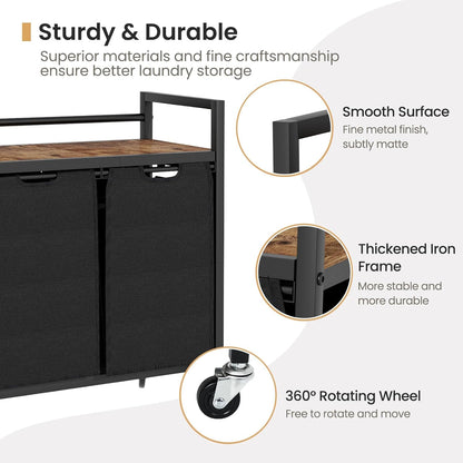 Laundry Hamper, Laundry Basket, Laundry Sorter with 2 Removable Bags, Clothes Basket with 2