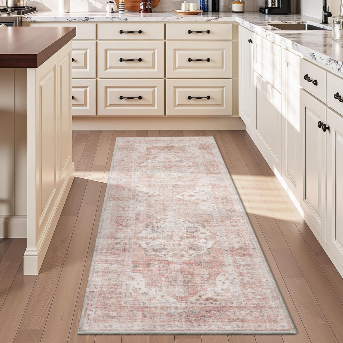 AMOAMI-2X6 Runner Rug-Washable Runners for Hallways-Soft Non Slip Bedside Rugs for Bedroom-Vintage
