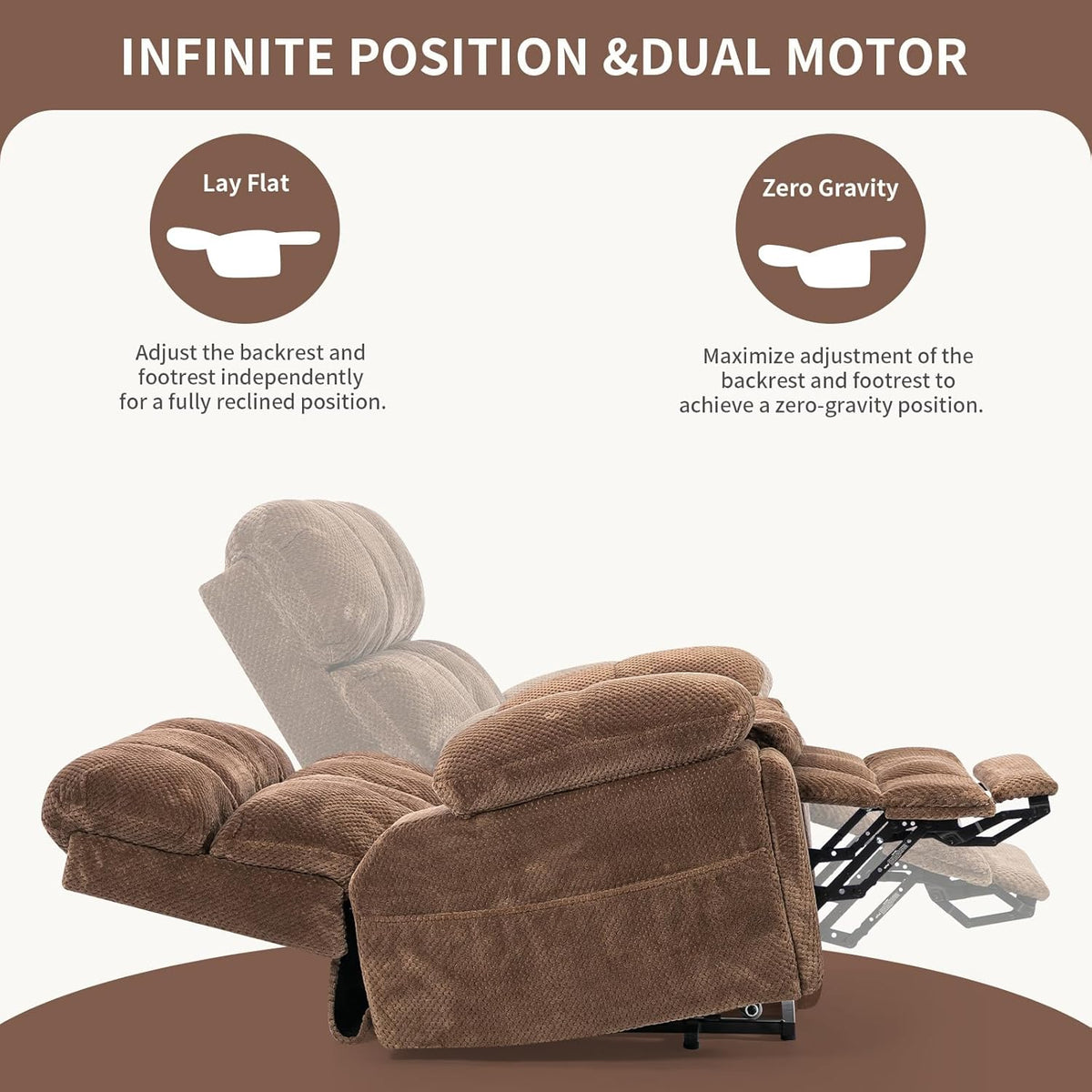 Oversized Power Lift Recliner Chair with Adjustable Headrest for Elderly,Dual Motor Lay Flat