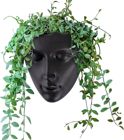 GDYOOSHOW 6.7" Tall Hanging Planter Wall Flower Pot for Garden Balcony Indoor or Outdoor (Black