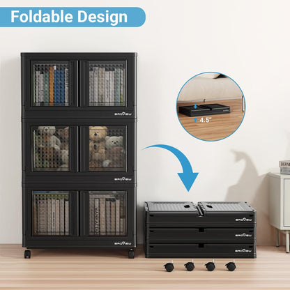 600Qt Stackable Storage Bins with Lids, 150Gal Closet Organizers and Storage Drawer, Plastic