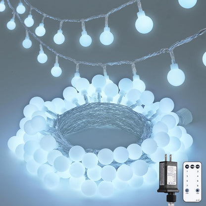 JMEXSUSS 100 LED Connectable Globe String Lights Indoor, 33 ft White String Lights Plug in with
