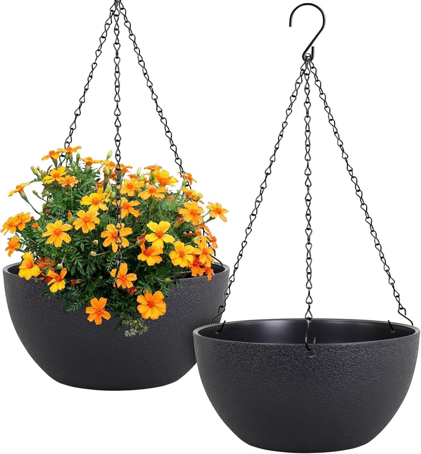 12 inch Large Hanging Planters for Indoor Outdoor Plants, 2 Pack Hanging Flower Pots with Drainage