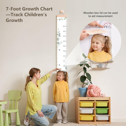 Growth Chart for Wall 7 Ft Height Chart with Keepsake Box & Hook Waterproof Canvas Measure Wall