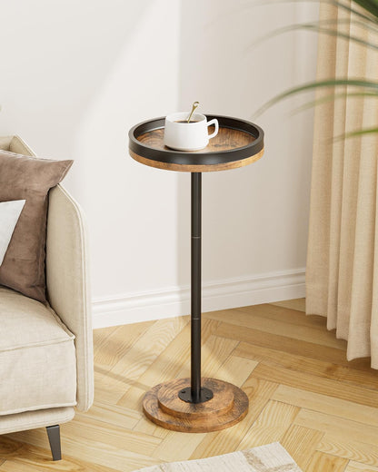Masupu Drink Table, Round Side Table for Small Spaces, Pedestal Small End Table with Metal Base