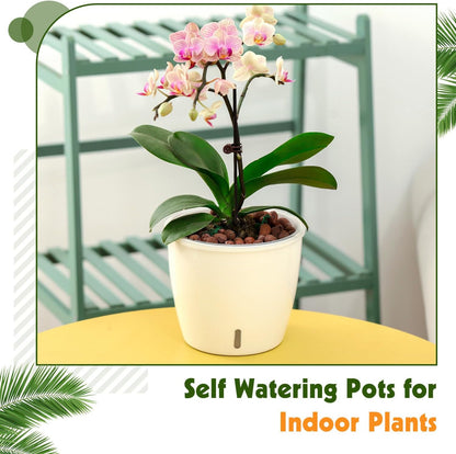Self-Watering Pots for Indoor Plants, 8-Pack 6.7'' Self Watering Planter with Drainage Holes, Small