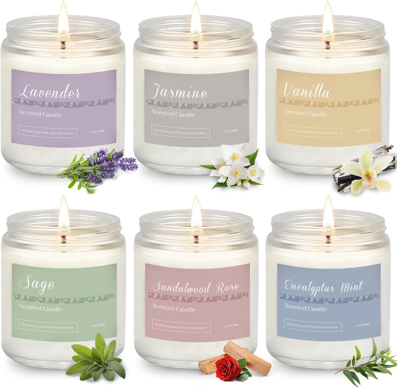 6 Pack Candles for Home Scented Aromatherapy Candles Gifts Set for Women, Lavender Candle, 37.8 oz