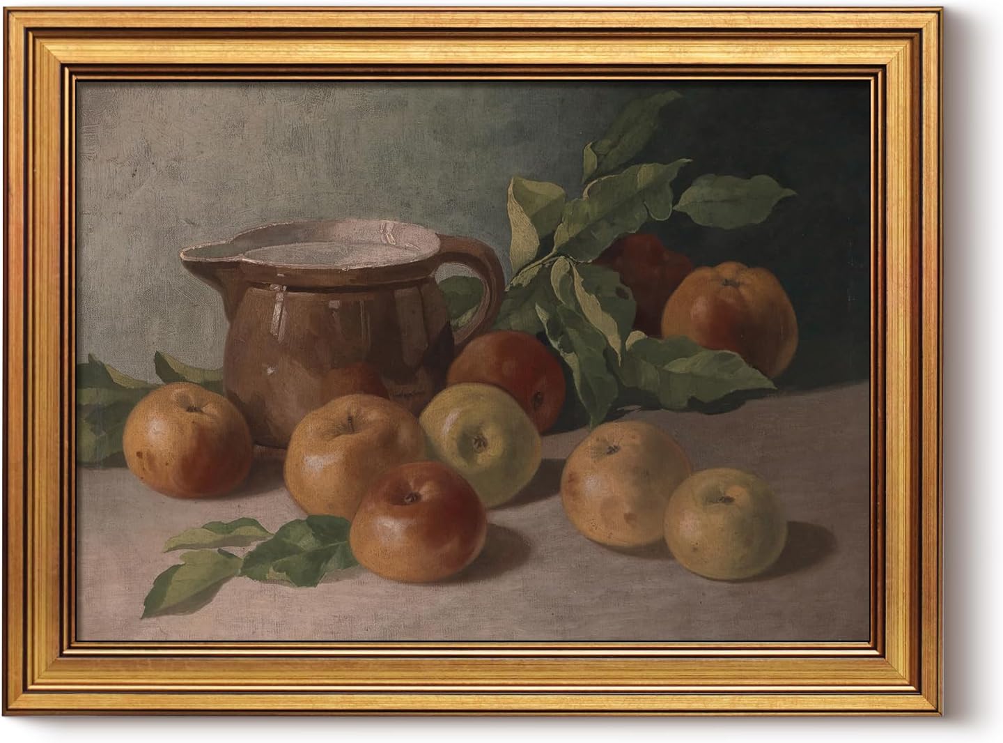 HUARCEY Gold Framed Vintage Wall Art for Living Room, Harvest Apples Still Life Oil Painting