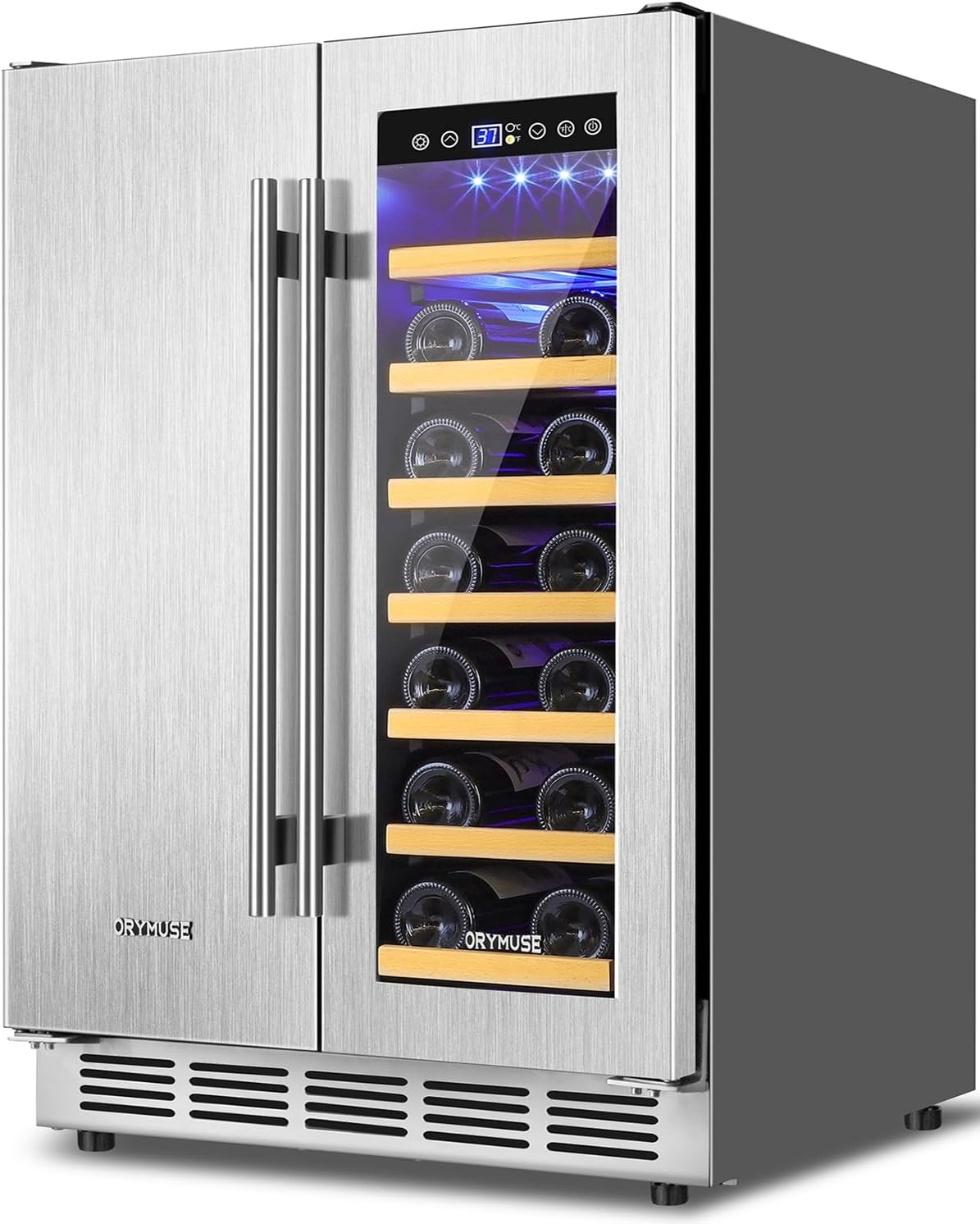 Wine and Beverage Refrigerator, 24 Inch Stainless Steels Beverage Fridge Dual Zone, Wine Beverage