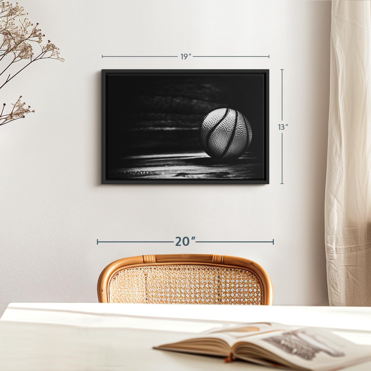 ElephantStock Basketball Wall Art - Horizontal Framed Canvas - 1-Piece Hallway Wall Decor