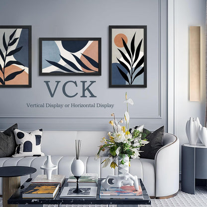 VCK 14x24 Picture Frame Set of 3, Black Solid Wood Poster Frames, Textured Exclusive Wall Gallery