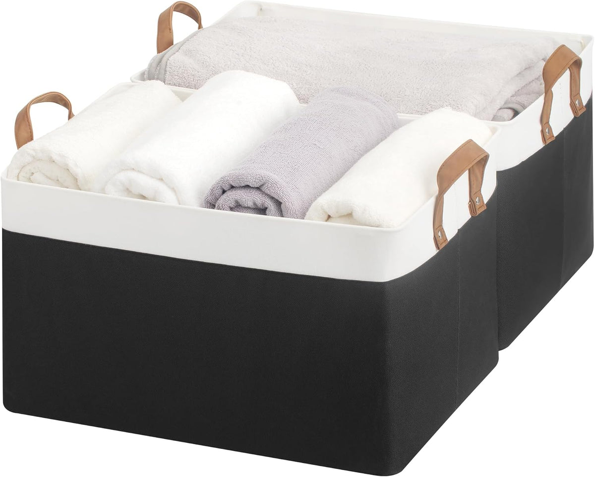 StorageWorks Storage Bins, Fabric Storage Bins for Shelves, Extra Large Storage Baskets with Metal
