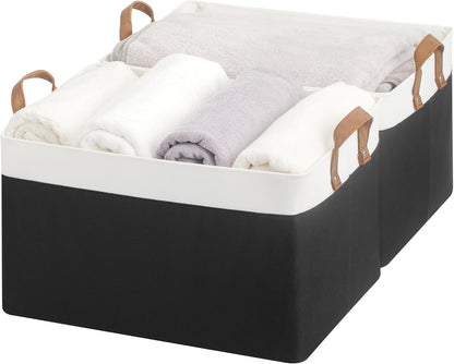 StorageWorks Storage Bins, Fabric Storage Bins for Shelves, Extra Large Storage Baskets with Metal