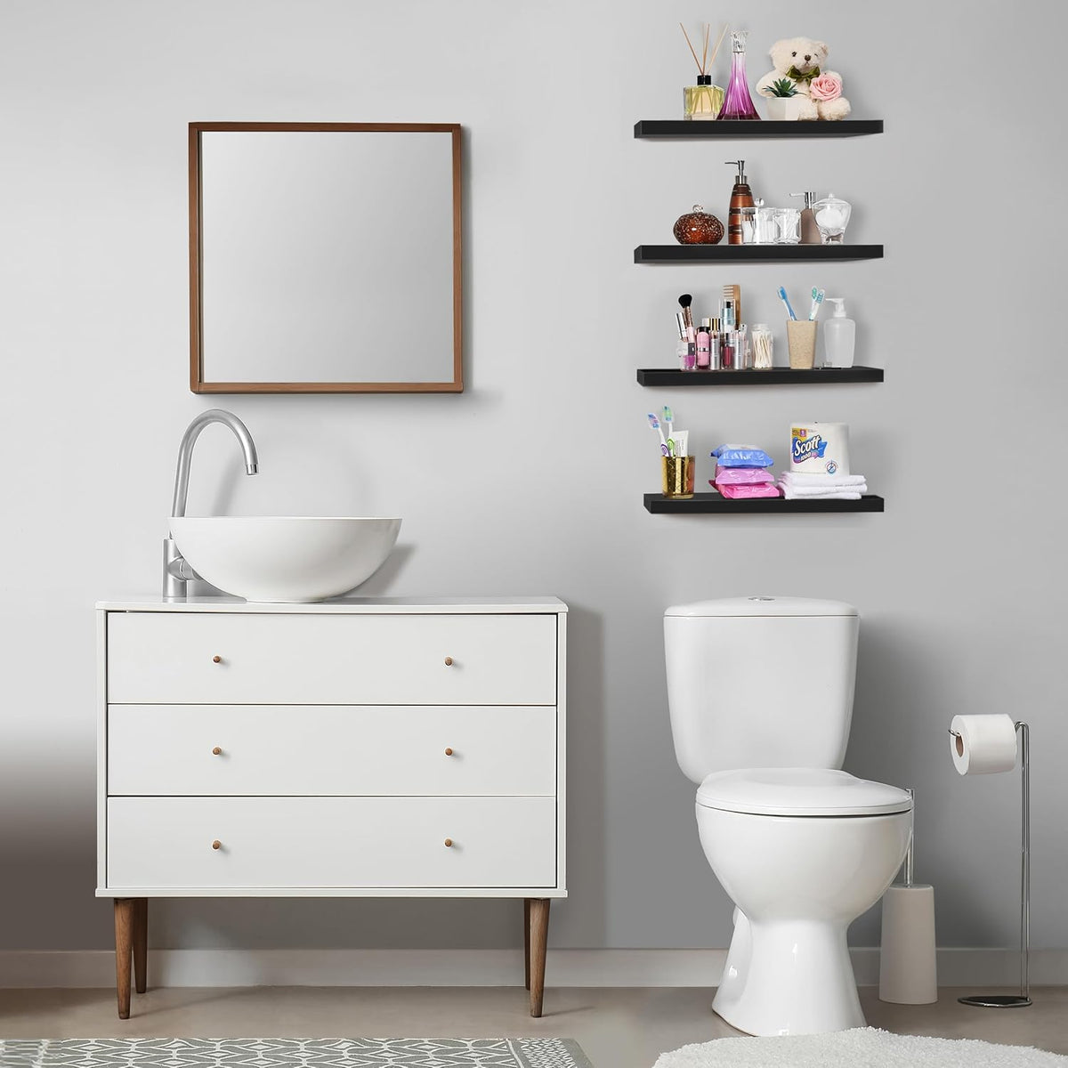 Sorbus Floating Shelves for Wall - 24" Bathroom Shelves, Wall Decor for Bedroom, Kitchen, Living