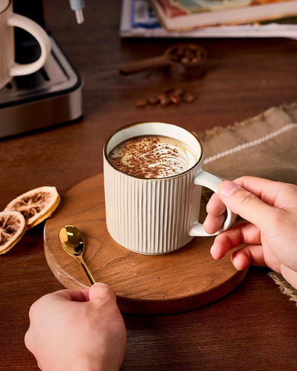 famiware Coffee Mug Set for 6, Star 12 oz Catering Mugs Cup Set with Handle for Coffee, Tea, Cocoa