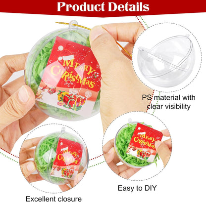ANVAVO 50 Pieces 80mm Clear Plastic Fillable Ball Ornaments - DIY Craft Transparent Baubles for