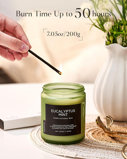 M&SENSE Eucalyptus & Mint Candles for Home Scented, Clean Non Toxic Aromatherapy Candle Gift 7.05oz