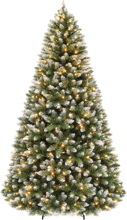 Hykolity 6 ft Prelit Christmas Tree with 250 LED Warm White Lights, Partially Snow Flocked