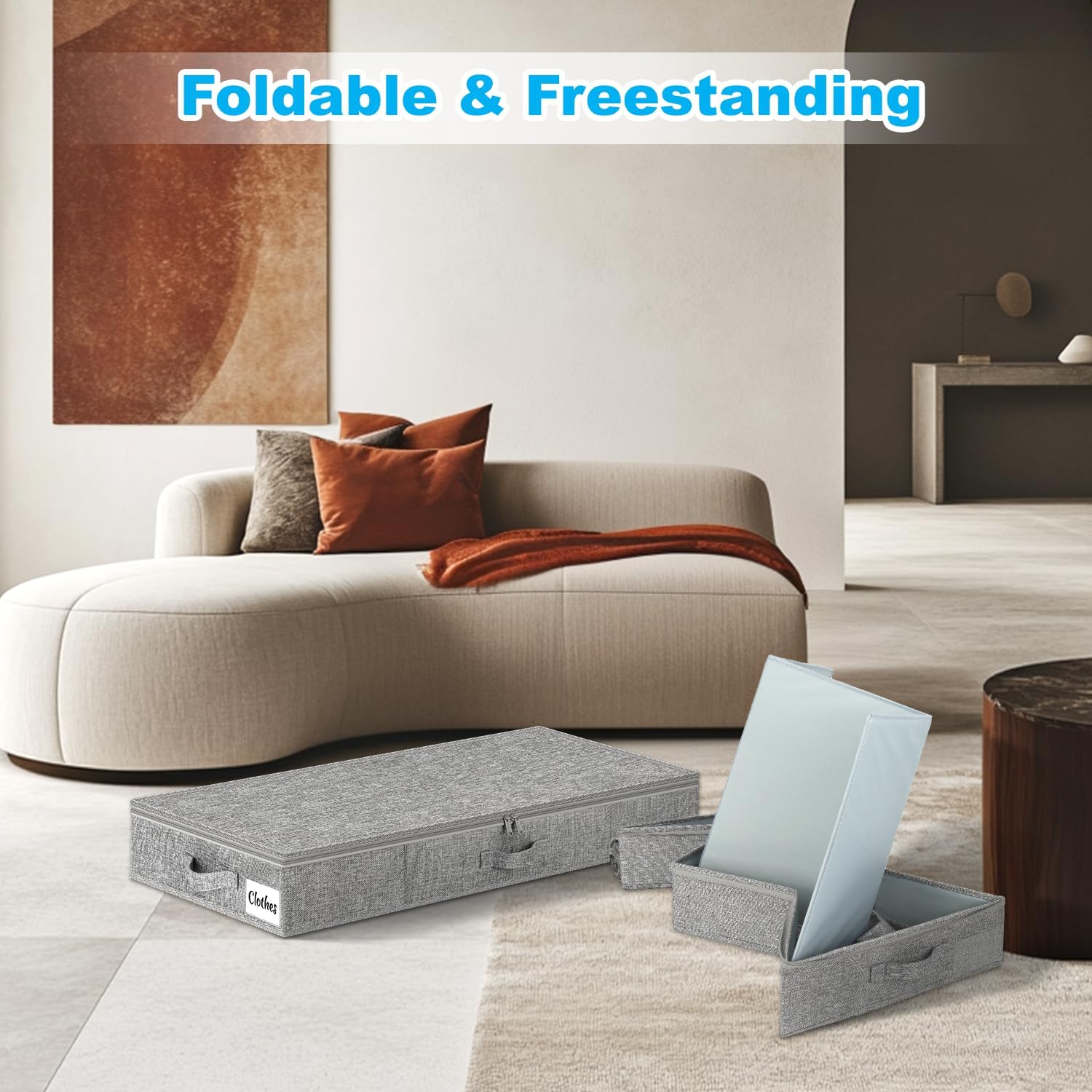 Under Bed Storage Container Bin 4 Pack, 4.5 Inch Slim Low Profile Underbed Clothes Storage