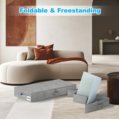 Under Bed Storage Container Bins 2 Pack, 4.5 Inch Slim Low Profile Underbed Clothes Storage