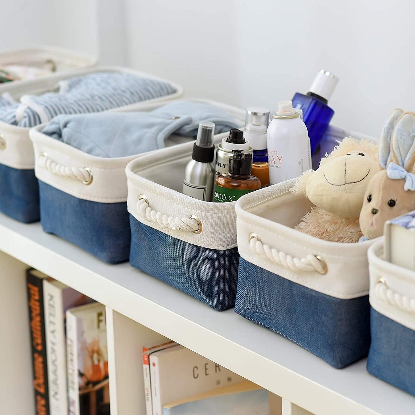 TheWarmHome Storage Basket for Organizing - Small 12x8x5.2 inch 6 Pack Collapsible Storage Bin for
