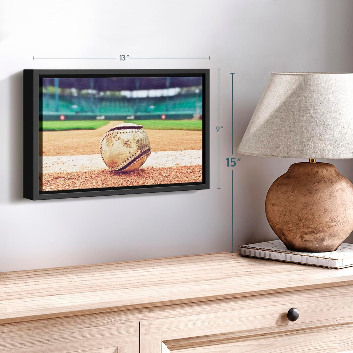 ElephantStock Baseball In Stadium Wall Art - Horizontal Framed Canvas - 1-Piece Living Room Wall
