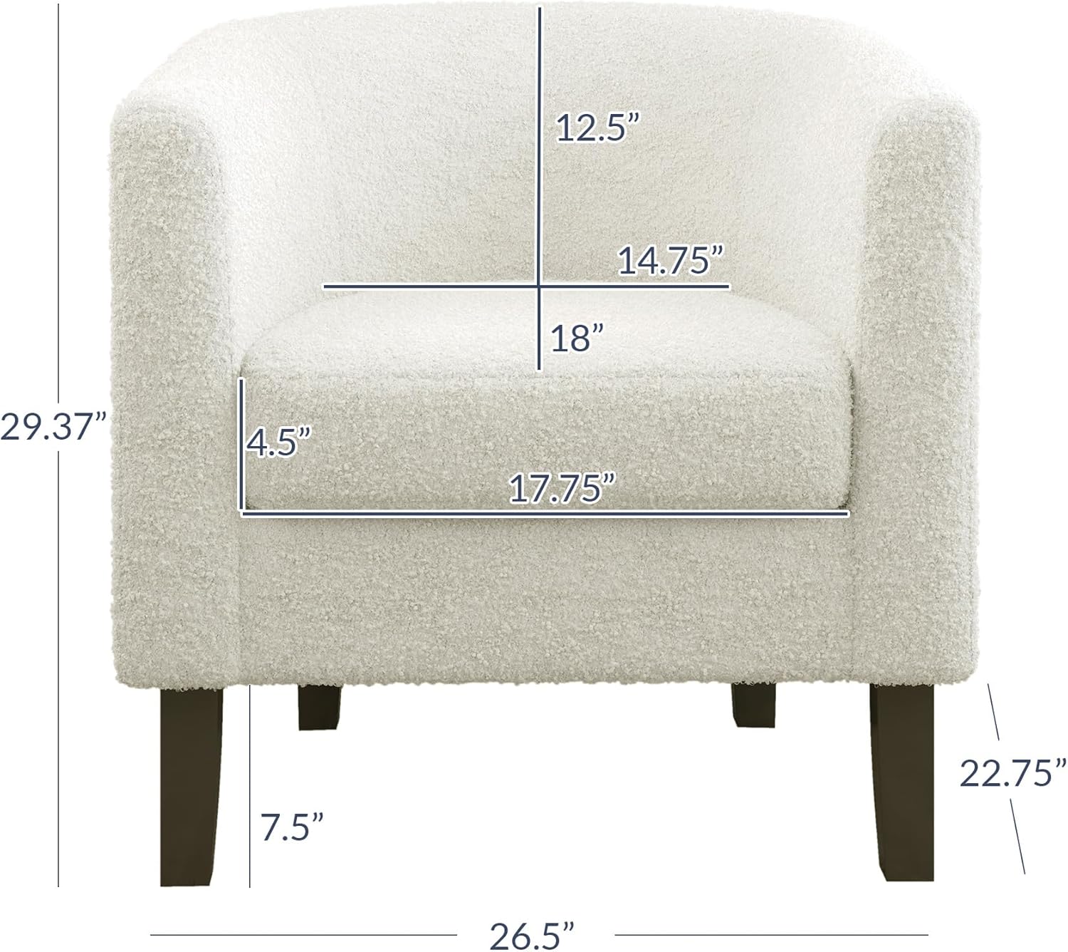 BELLEZE Accent Barrel Chair, Linen Round Chair Club Tub Sofa Corner Chair with Flared Legs and Cozy