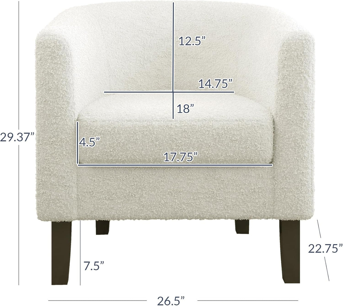 BELLEZE Accent Barrel Chair Set of 2, Linen Round Chair Club Tub Sofa Corner Chair with Flared Legs